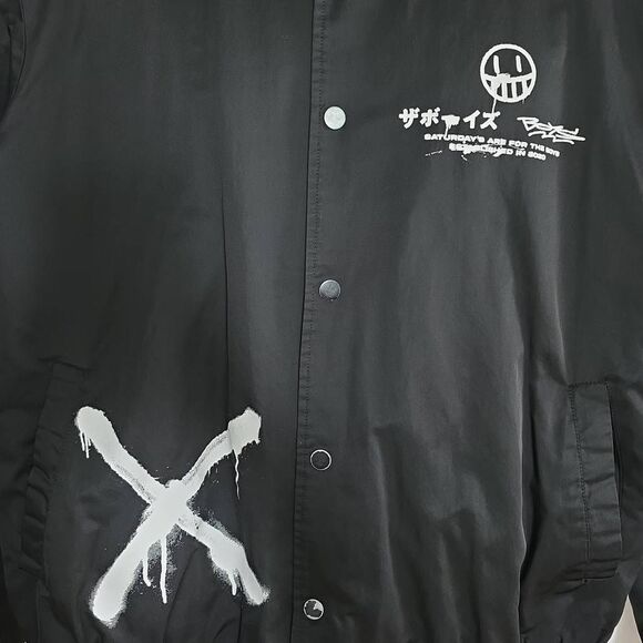The Boys Mens Size XL Black White Saturdays for the Boys Button Up Bomber Jacket - Picture 8 of 8